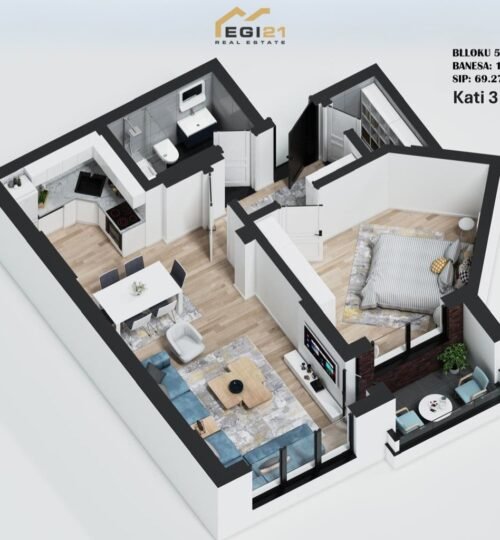 Banesë 69.27m² për SHITJE, tek Gjykatat