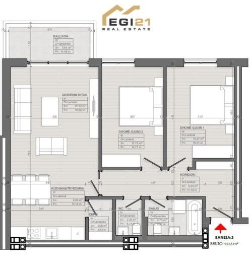 Banesë 92.85 m² për SHITJE, Dragodan