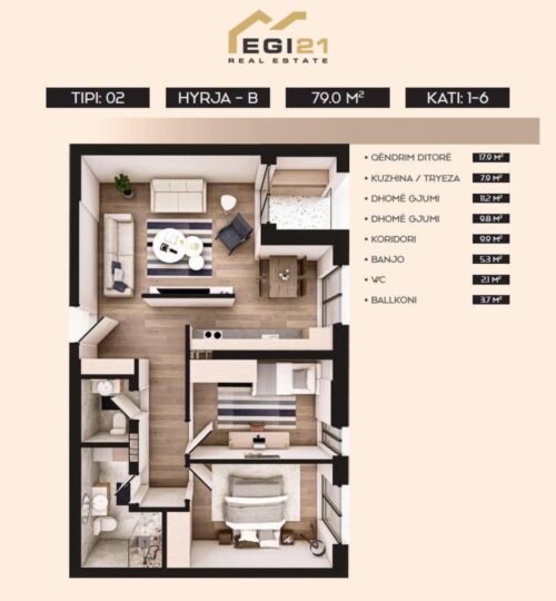 Banesë 79m² për SHITJE, Aktash