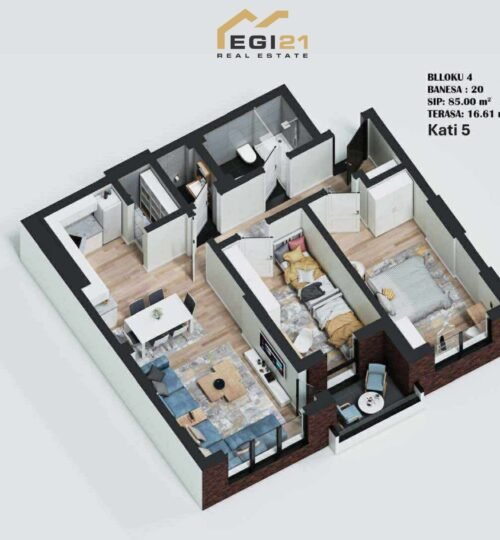 Banesë 85m² + 16.61m² terrasë për SHITJE, Prishtina e Re